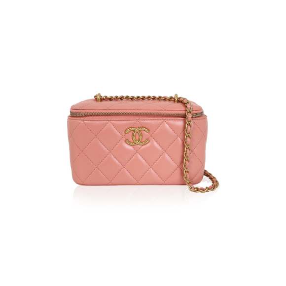 CHANEL Handbags - CHANEL Vanity Case Pink Leather Handbag